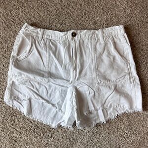 Aerie Linen Blend Fringe Hem Shorts